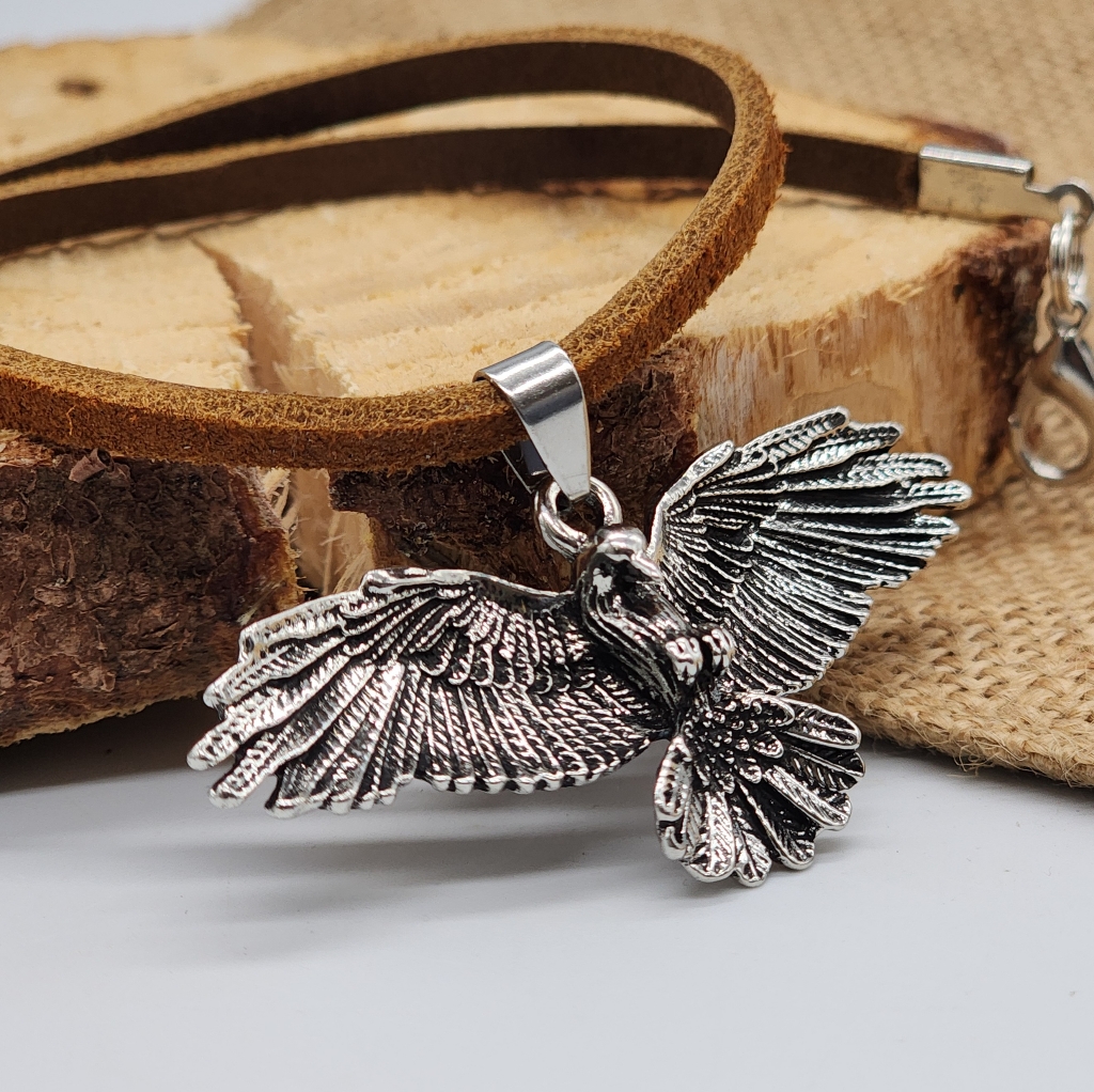 Johnny Was Jewelry Genuine Leather Choker Silver Eagle Pendant Tribal 68$